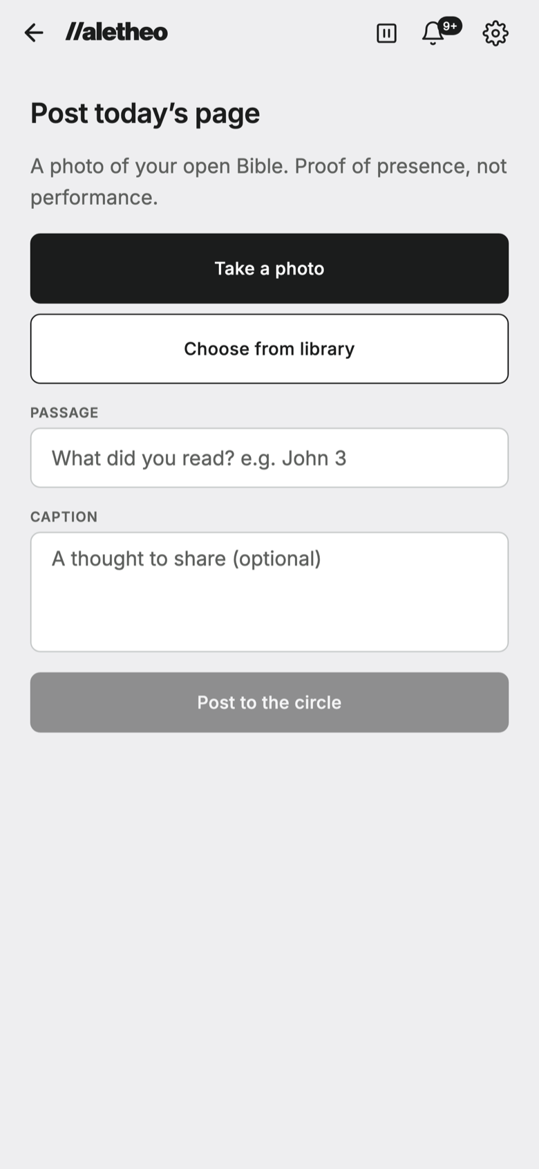 Daily check-in screen